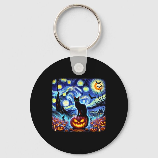 Chaveiro Halloween Van Gogh Starry Night Black (Frente)