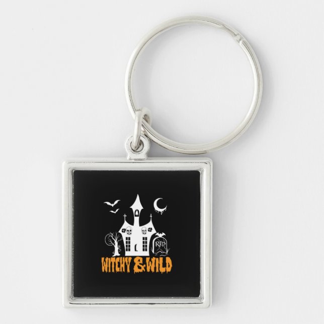 Chaveiro Halloween Witchy E Wilthday (Frente)