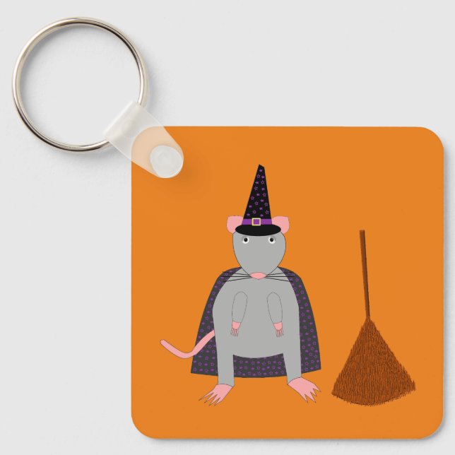 Chaveiro =Halloween Witold Rat e Broom Duplo Lado (Frente)