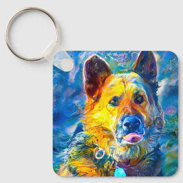Chaveiro Halo: Retrato de um German shepherd