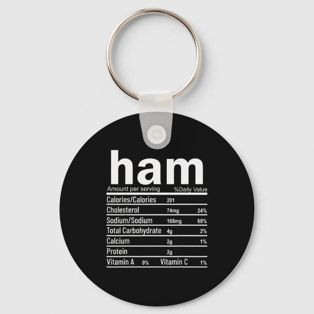 Chaveiro Ham Nutrition Facts Funny Thanksgiving Christmas F (Frente)