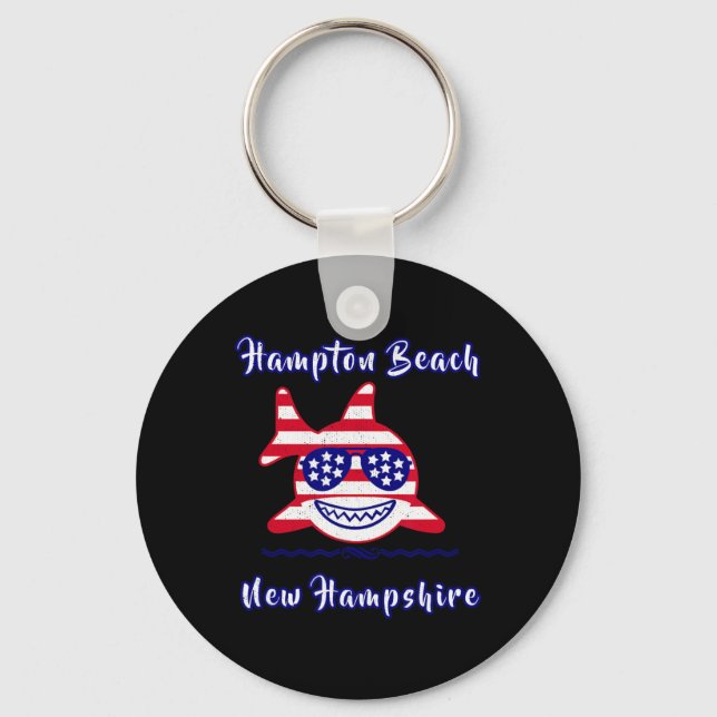 Chaveiro Hampton Beach New Hampshire Patriotic Usa Flag Whi (Frente)