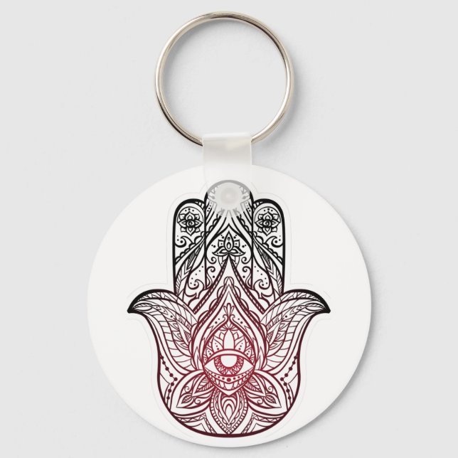 Chaveiro Hamsa com padrão boho (Frente)