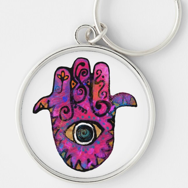 CHAVEIRO ** HAMSA COR-DE-ROSA ** (Frente)