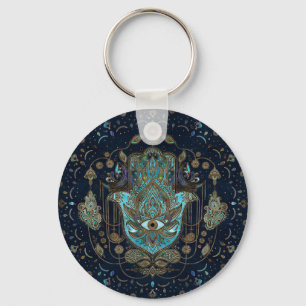 Chaveiro Hamsa Hand -Hand of Fatima Blue Gemstones