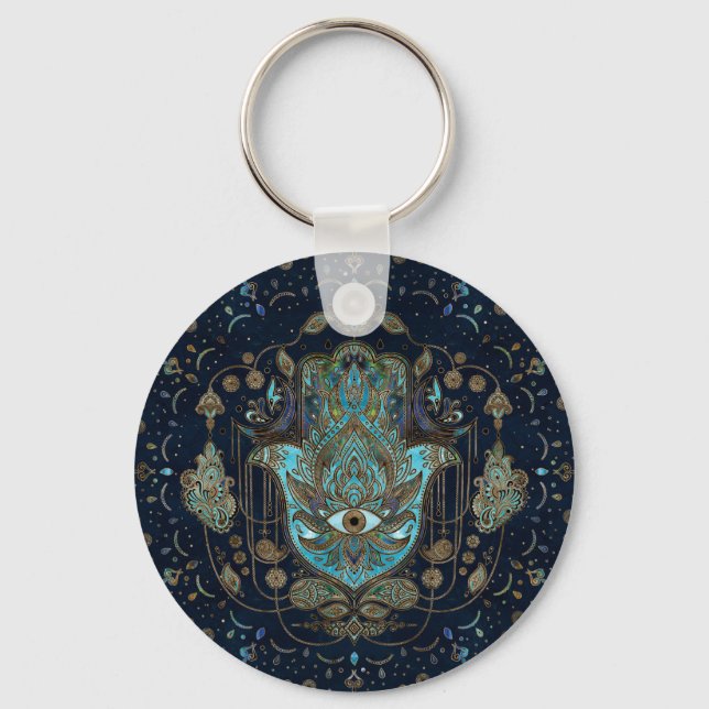Chaveiro Hamsa Hand -Hand of Fatima Blue Gemstones (Frente)