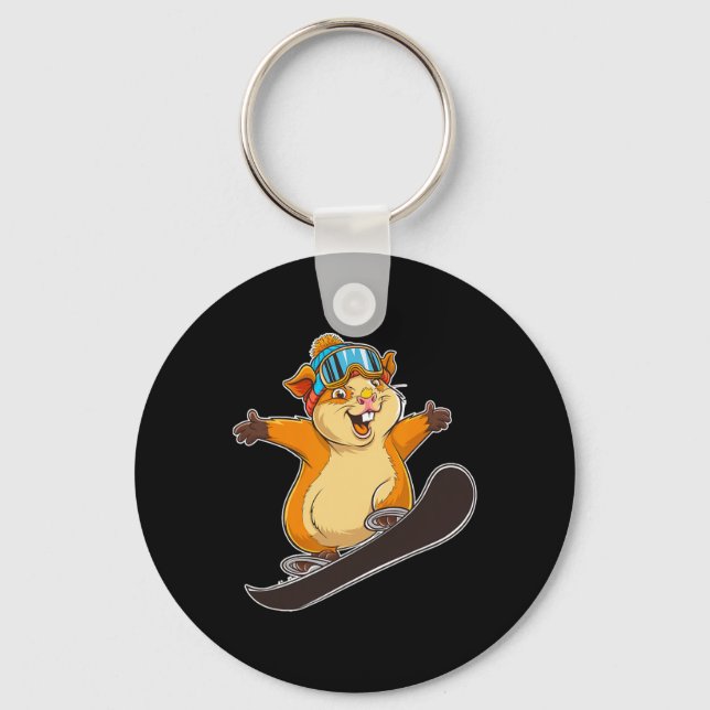 Chaveiro Hamster Bonito De Snowboard Com Óculos (Frente)
