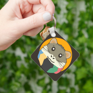 Chaveiro Hamster 🐹 o animal malvado com um cachecol listra