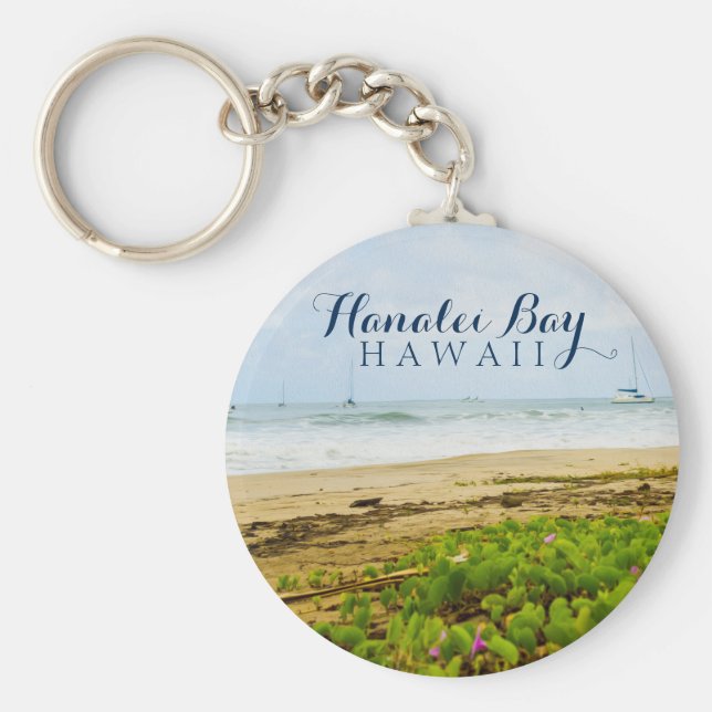 Chaveiro Hanalei Bay Kauai Hawaii Beach e Boats (Frente)