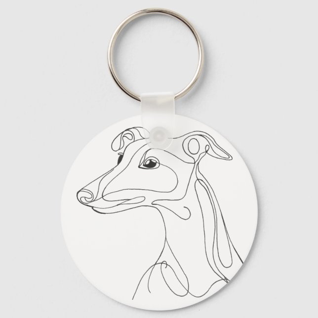 Chaveiro Hand Drawn Greyhound Line Art - Minimalist Design (Frente)