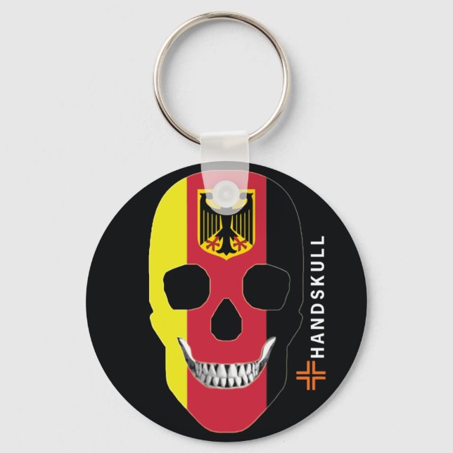 Chaveiro HANDSKULL Alemanha,Caveira Feliz,Bandeira da Alema (Frente)