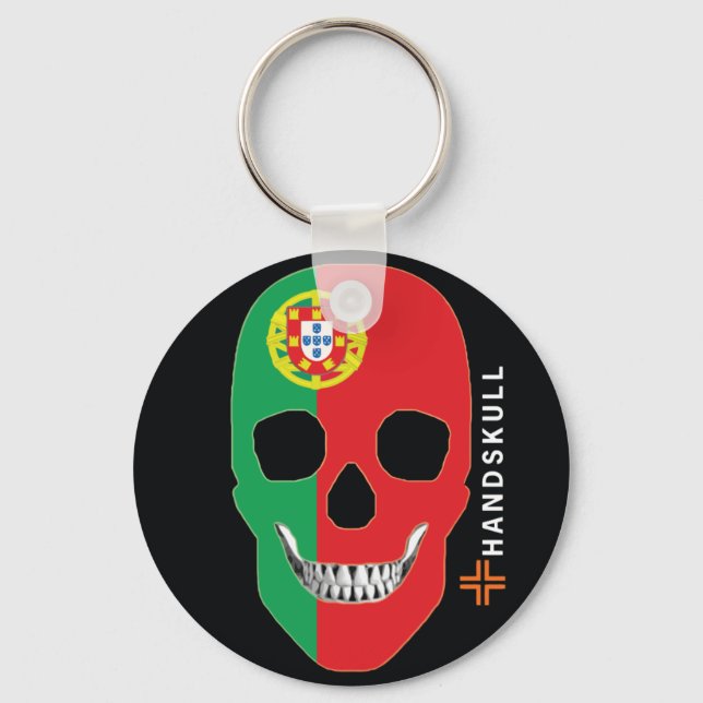 Chaveiro HANDSKULL Portugal,Crânio Feliz,Bandeira de Portug (Frente)