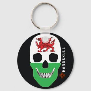Chaveiro HANDSKULL Wales,Happy skull,Wales flag