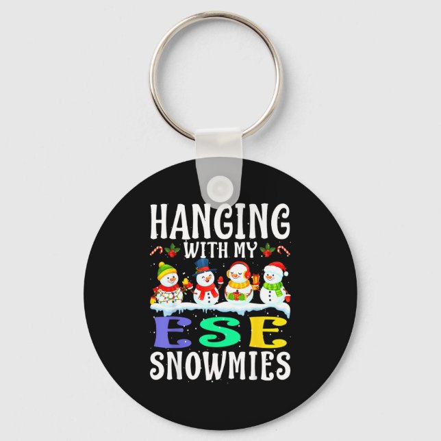 Chaveiro Hanging With My Ese Snowmies Teacher Christmas Gif (Frente)
