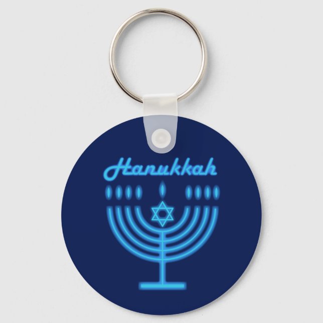 Chaveiro Hanukkiah Happy Hanukkah Holiday Menorah (Frente)