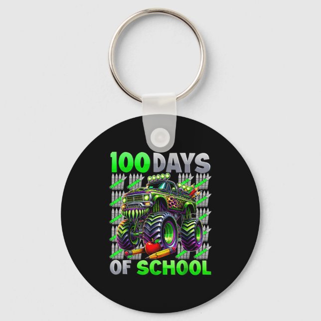 Chaveiro Happy 100 Days Of School Funny Monster Truck Stude (Frente)