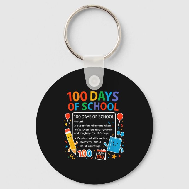 Chaveiro Happy 100th Day Of School Student Design, 100 Days (Frente)