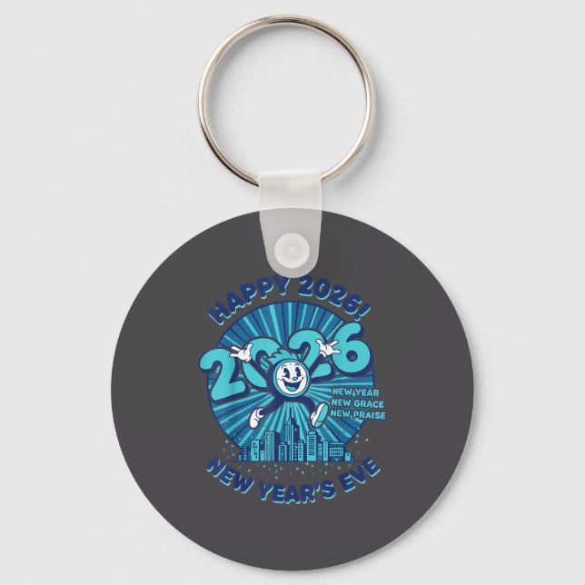 Chaveiro Happy 2026 New Year's Eve Celebration Design  (Frente)
