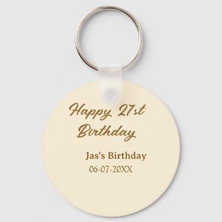 Chaveiro Happy 21st birthday brown pastel yellow name date