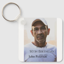 Chaveiro Happy 50th birthday name photo year man simple min