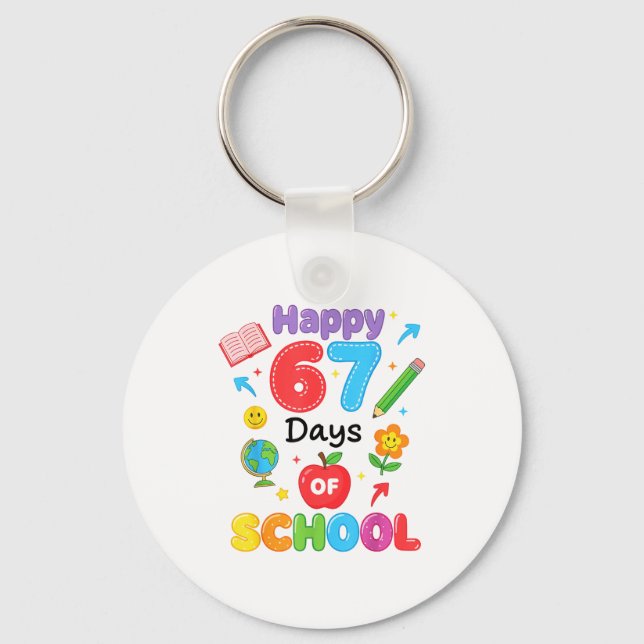 Chaveiro Happy 67 Days Of School 67th Six Seven Day Smarter (Frente)