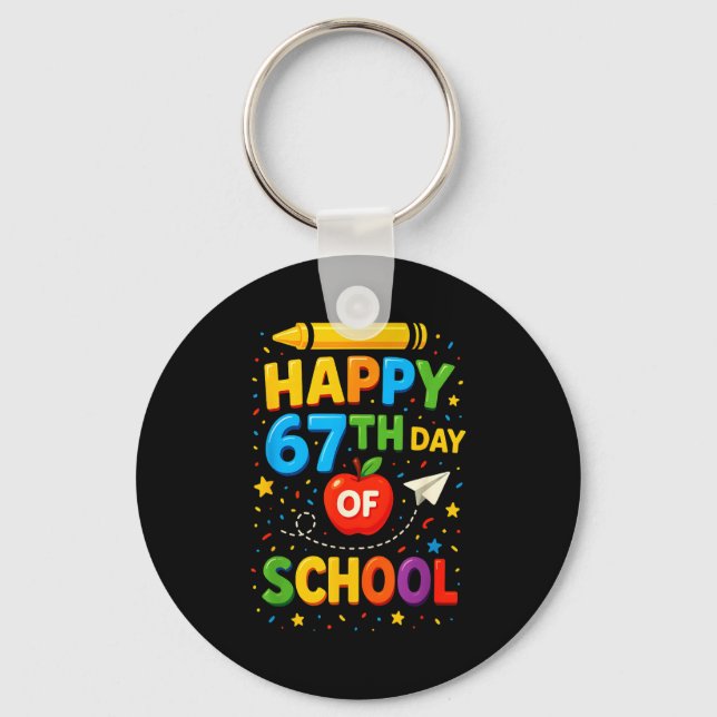 Chaveiro Happy 67th Day Of School Funny Teacher Student Mem (Frente)