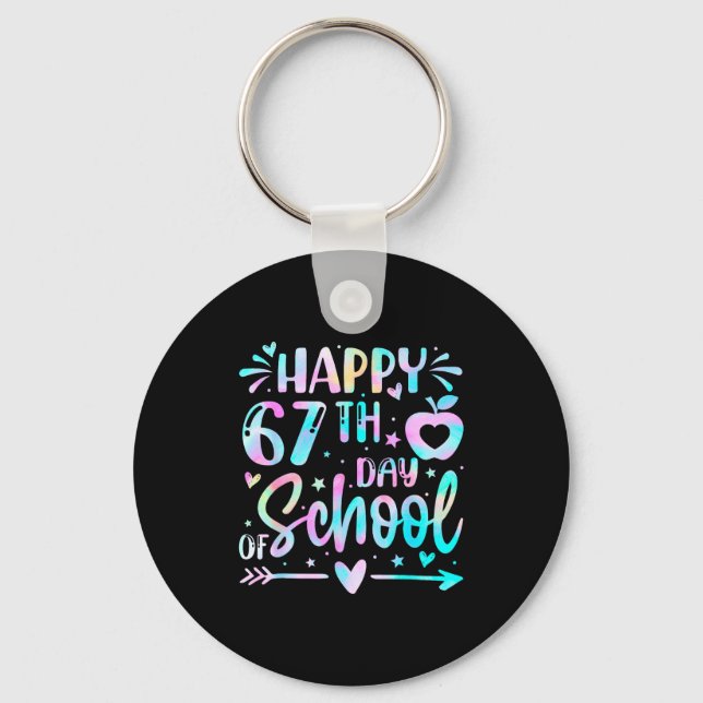 Chaveiro Happy 67th Day Of School Tie Dye Rainbow 67 Days S (Frente)