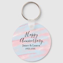 Chaveiro Happy anniversary wedding name date year pastel
