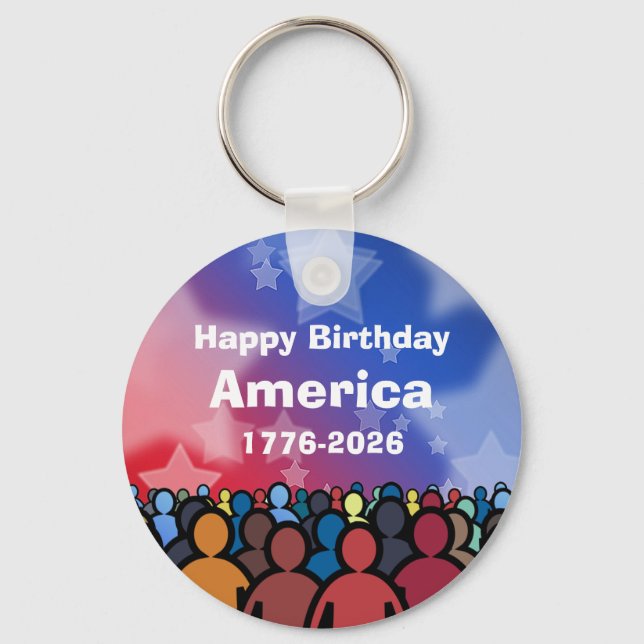 Chaveiro Happy Birthday America 1776 to 2026 (Frente)