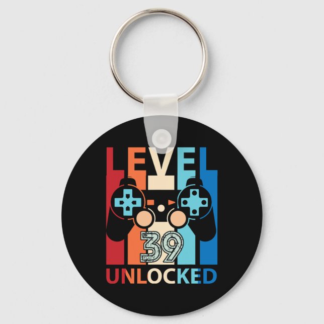 Chaveiro Happy Birthday Gamer Level &#  Years Old Unlocked (Frente)