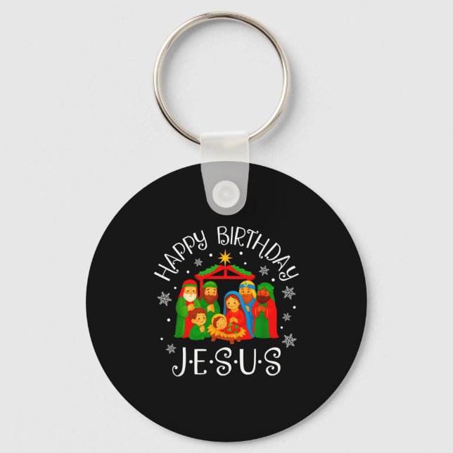 Chaveiro Happy Birthday Jesus Christmas Pajamas Xmas Squad  (Frente)