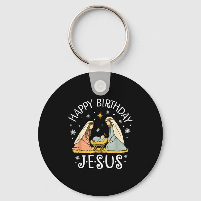 Chaveiro Happy Birthday Jesus Ugly Christmas Sweater Christ (Frente)