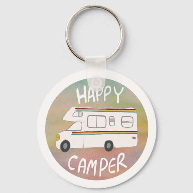 Chaveiro Happy Camper Rainbow RV Sunset Motorhome RV (Frente)