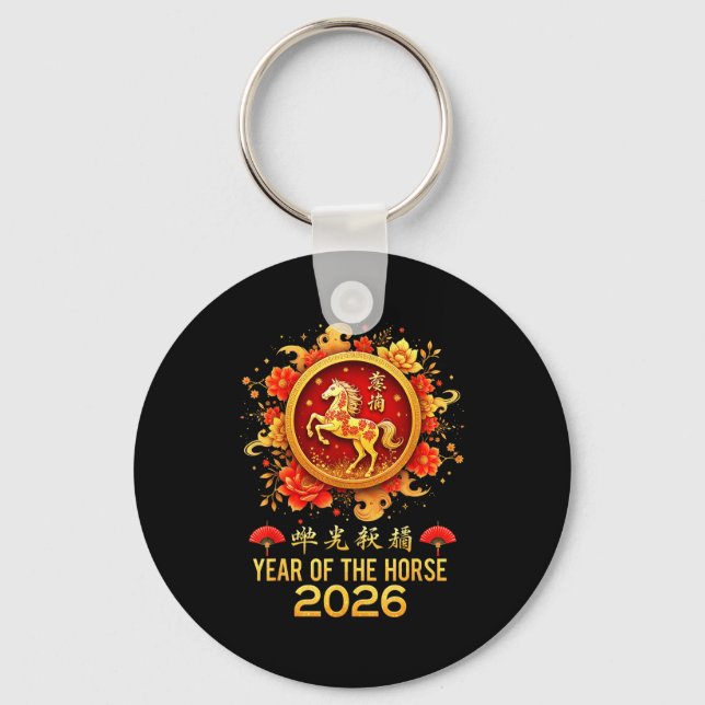 Chaveiro Happy Chinese New Year 2026 Lunar Year Of The Hors (Frente)
