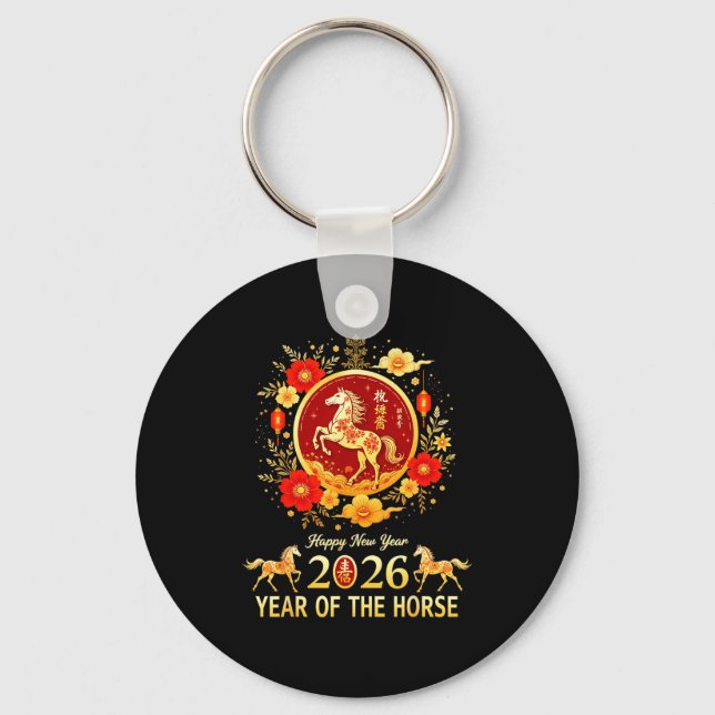 Chaveiro Happy Chinese New Year 2026 Lunar Year Of The Hors (Frente)