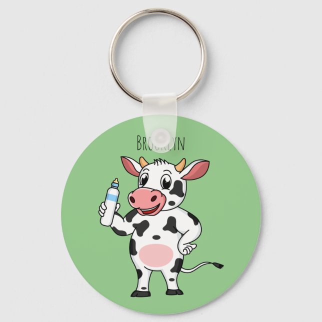 Chaveiro Happy cow with baby bottle cartoon  (Frente)