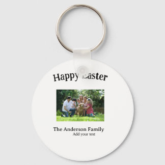 Chaveiro Happy Easter family photo name text reunion simple