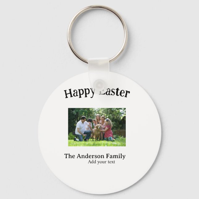 Chaveiro Happy Easter family photo name text reunion simple (Frente)