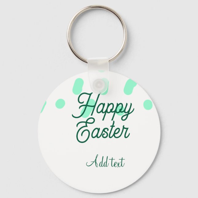 Chaveiro Happy Easter green eggs pastel name date simple  (Frente)
