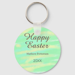 Chaveiro Happy Easter green yellow pastel gray name year 