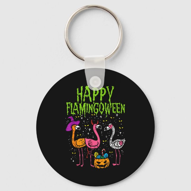 Chaveiro Happy Flamingoween Y Flamingos Funny Halloween Cos (Frente)