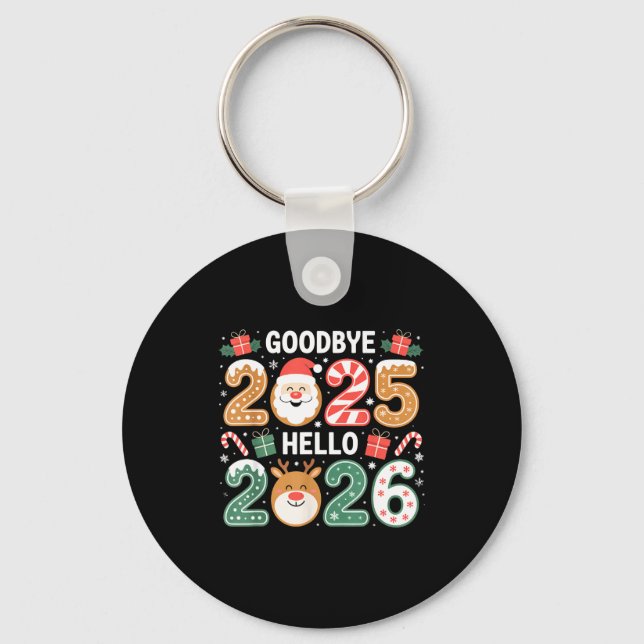 Chaveiro Happy Goodbye 2025 Hello 2026 Festive New Year Loo (Frente)