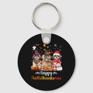 Chaveiro Happy Hallothanksmas Shih Tzu Cristo de Dia das Br