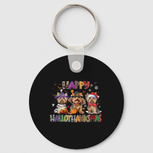 Chaveiro Happy Hallothanksmas Yorkshire Dog Halloween