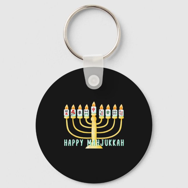 Chaveiro Happy Hanukkah Mahjong Menorah Mahjukkah Chanukkah (Frente)