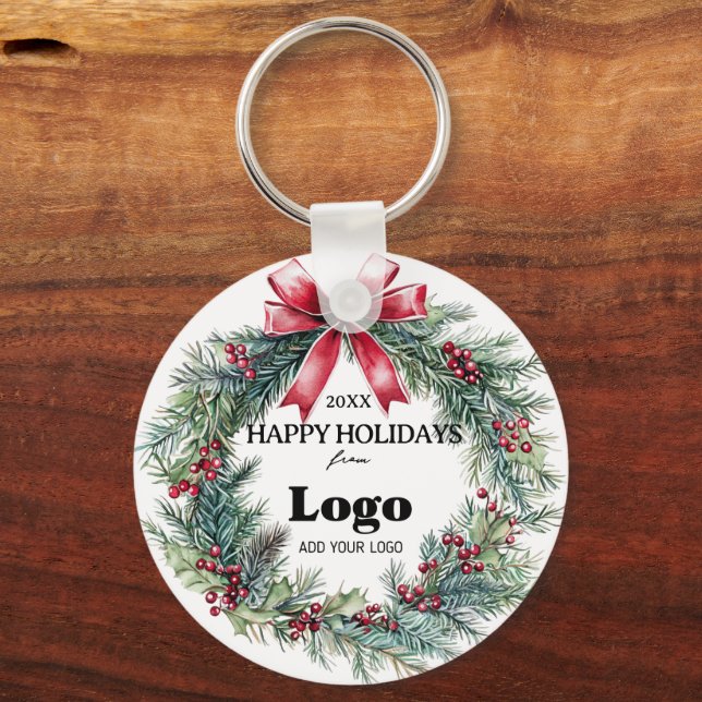 Chaveiro Happy Holidays Business Logo Gift for Clients (Frente)