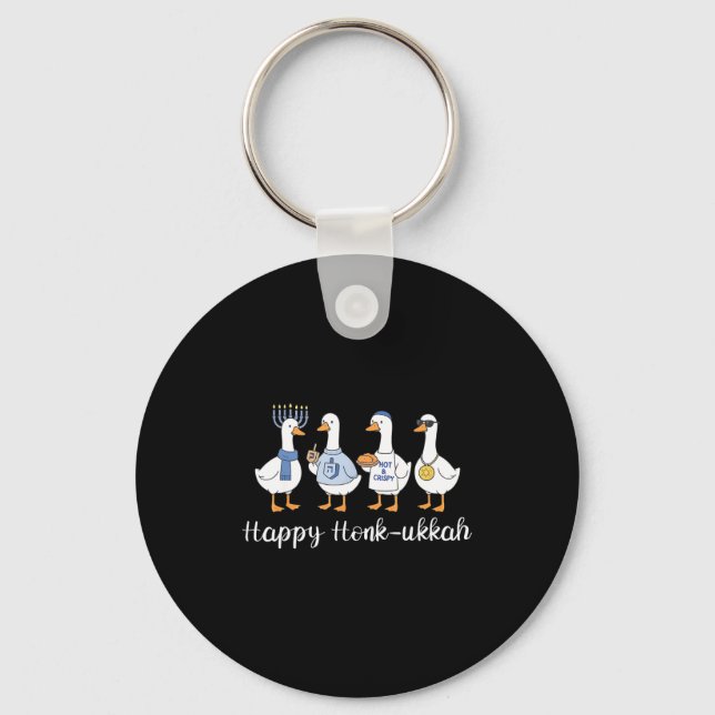 Chaveiro Happy Honk-ukkah Hanukkah Silly Goose Women Men Ki (Frente)