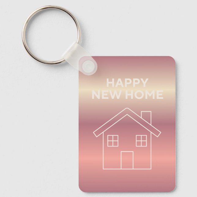 Chaveiro Happy New Home Card - Pink Gradient  (Frente)