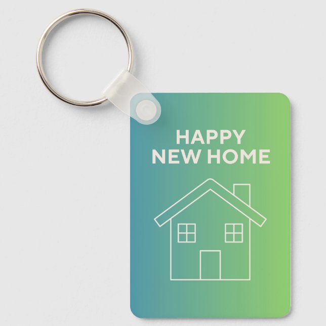 Chaveiro Happy New Home with Green Gradient Background (Frente)