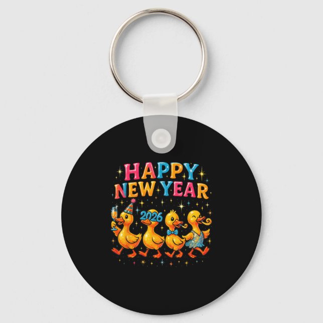 Chaveiro Happy New Year 2026 Cute Duck Party Gift  (Frente)